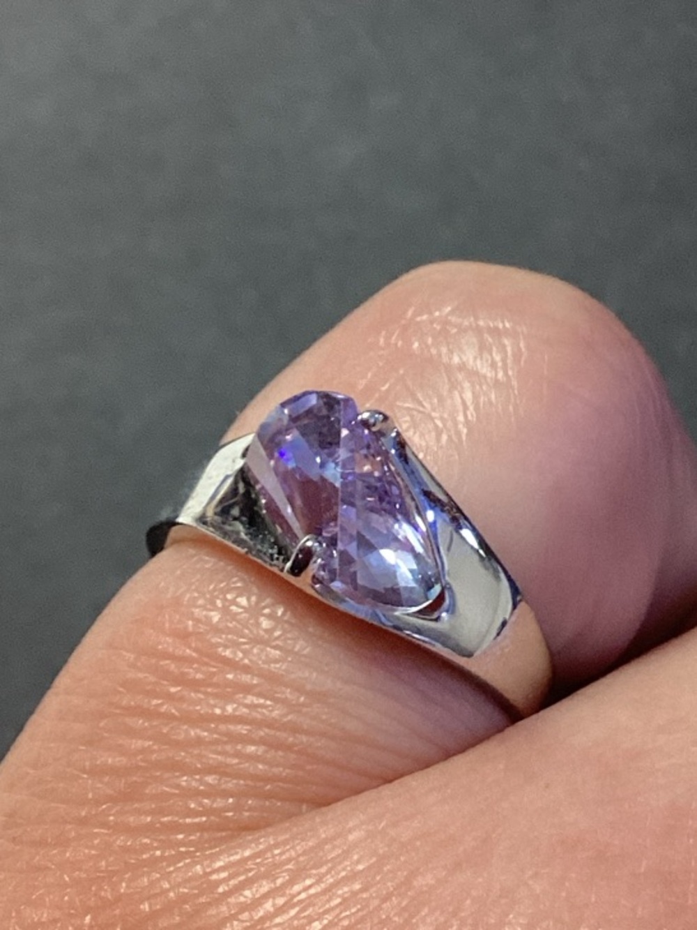 Sterling Silver Purple Stone Solitaire Ring